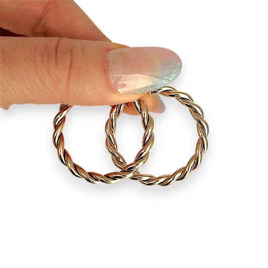 GOLD DEAL | 9ct (9K) Gold Twisted Elegance Hoop Earrings 33.3mm