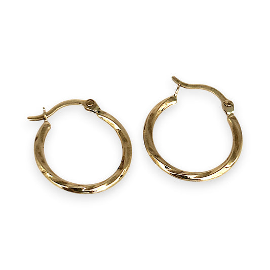 GOLD DEAL | 9ct Gold Twist of Elegance Hoop Earrings 14.8mm