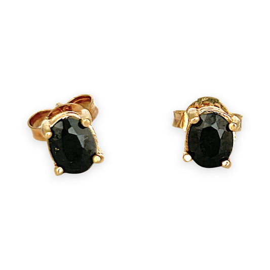 GOLD DEAL | 9ct Gold Midnight Glow Sapphire Stud Earrings 5.1mm x 4.6mm