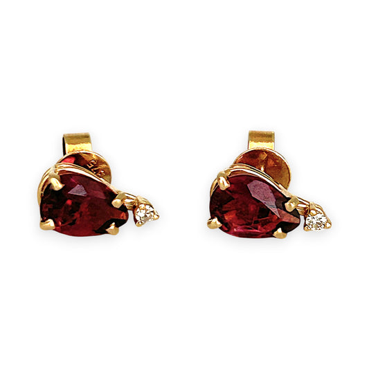 GOLD DEAL | 9ct Gold Crimson Teardrop Elegance Stud Earrings