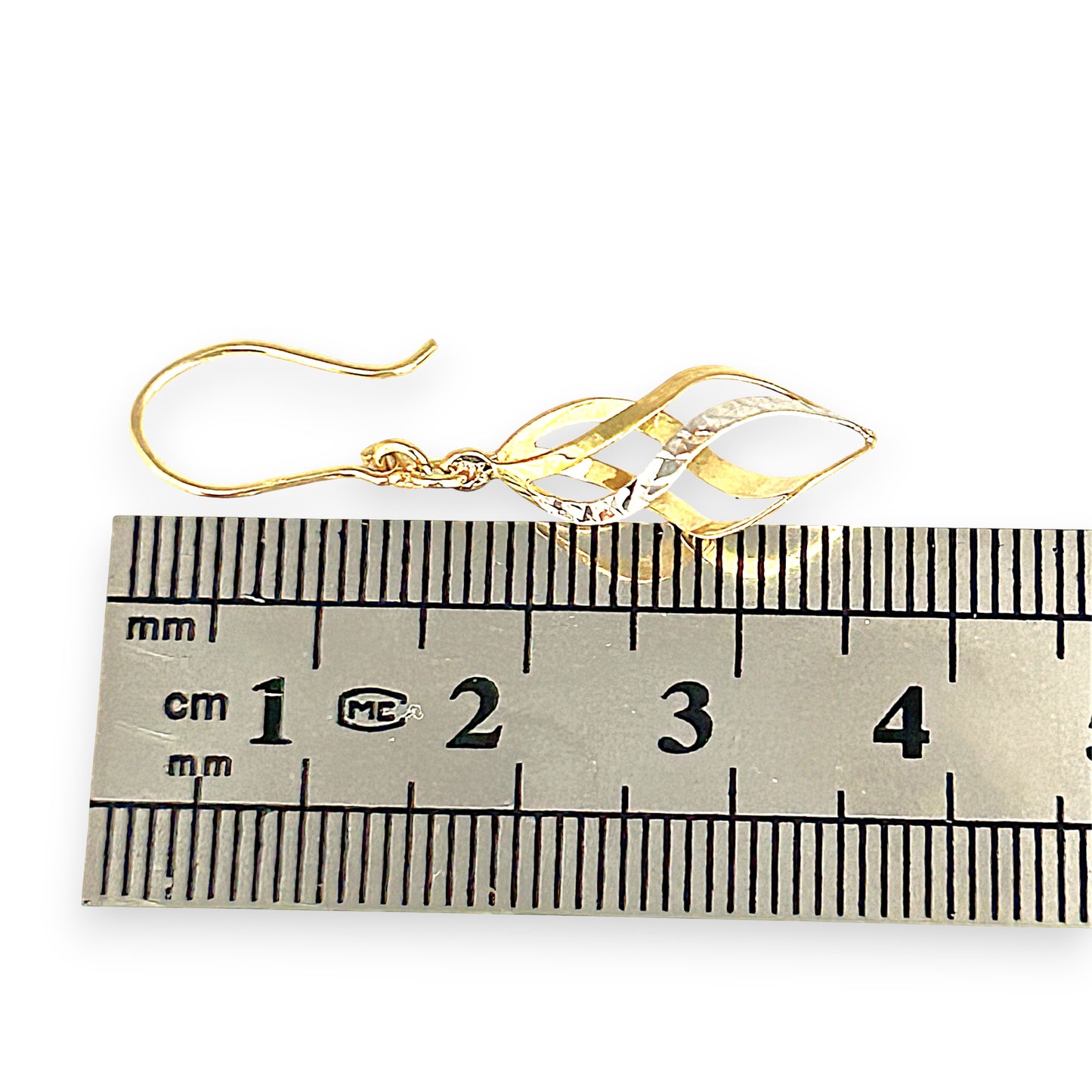 GOLD DEAL | 9ct Y/W Gold Two-Tone Gold Twist Drop Earrings