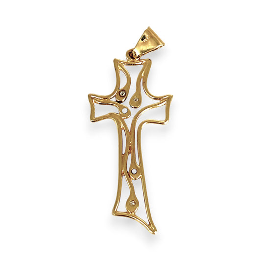 GOLD DEAL | 9ct (9K) Gold Divine Radiance Cross Pendant with Diamond Accents