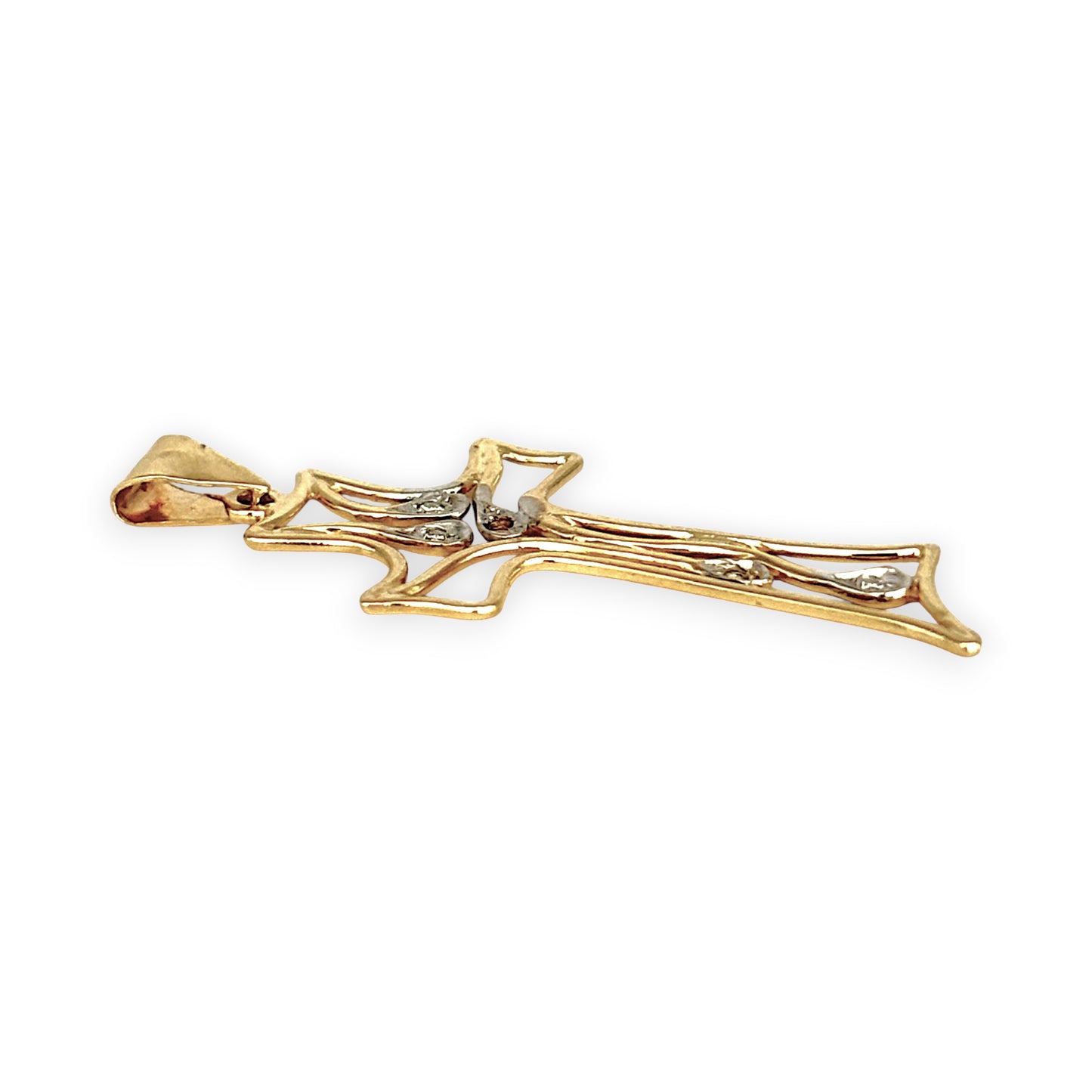 GOLD DEAL | 9ct (9K) Gold Divine Radiance Cross Pendant with Diamond Accents
