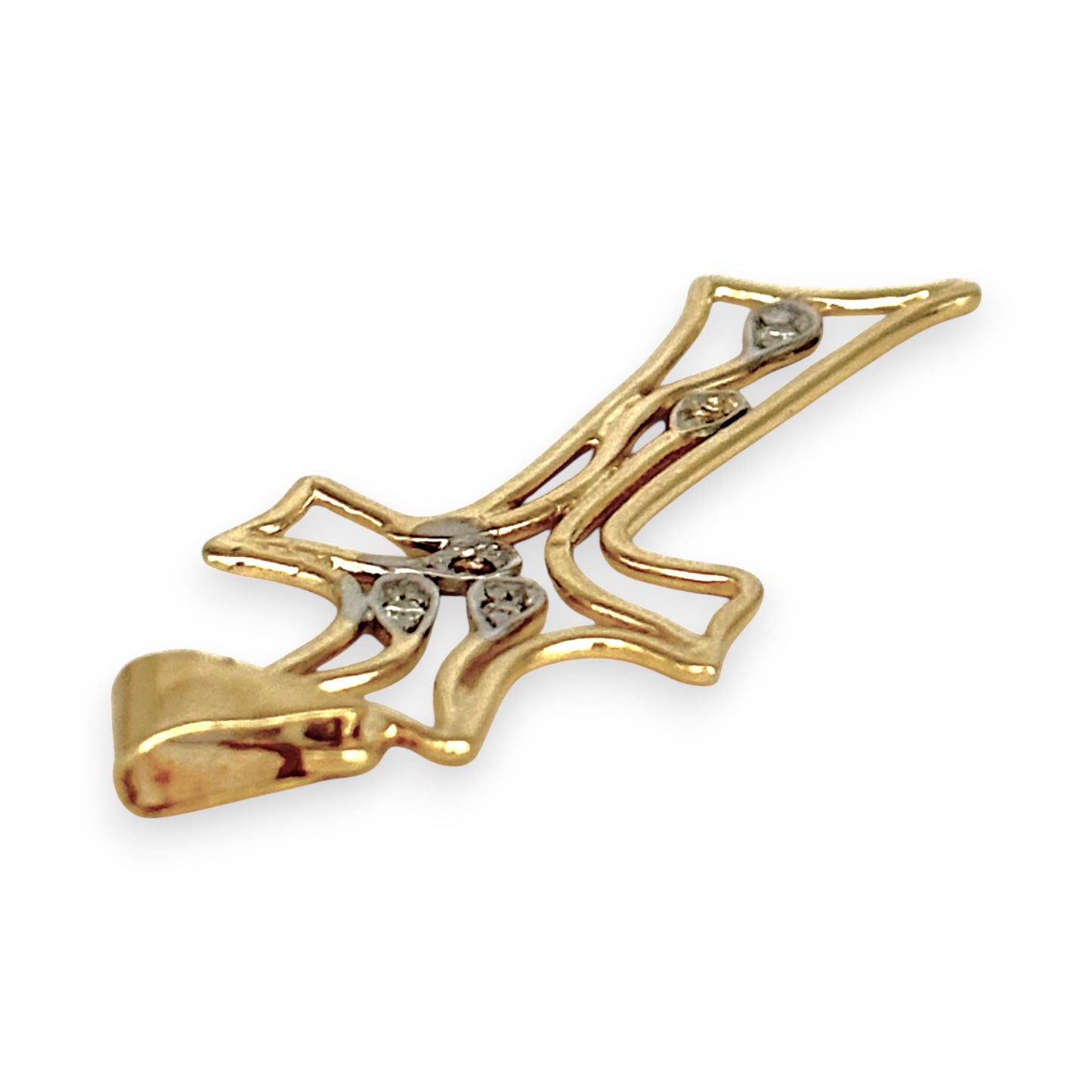 GOLD DEAL | 9ct (9K) Gold Divine Radiance Cross Pendant with Diamond Accents