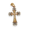 GOLD DEAL | 9ct (9K) Y/W Gold Two Tone Vintage Scrollwork Cross Pendant 24.6mm