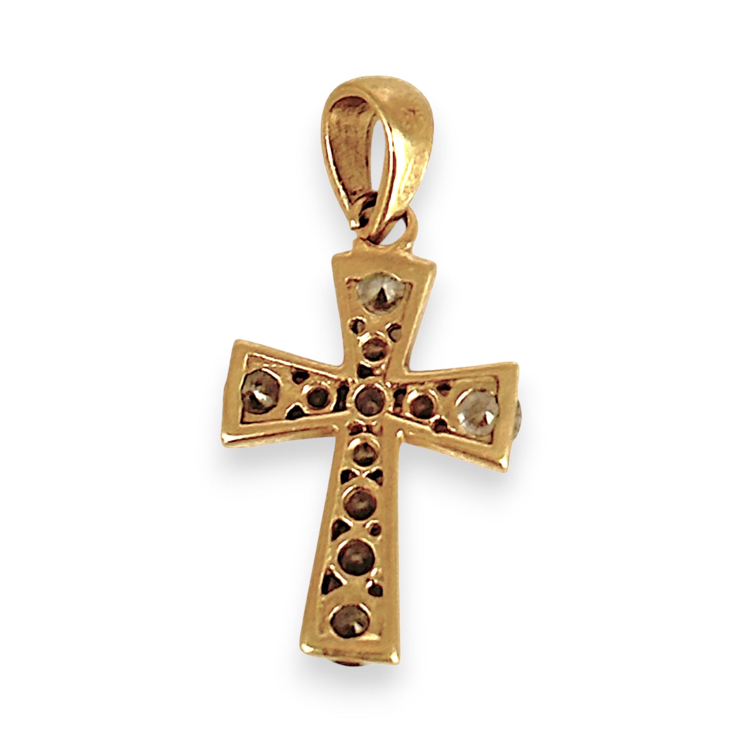 GOLD DEAL | 9ct (9K) Gold Cross Pendant with Graduated CZ Stones 17.5mm