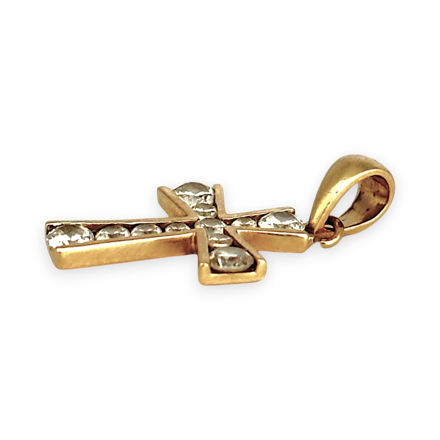 GOLD DEAL | 9ct (9K) Gold Cross Pendant with Graduated CZ Stones 17.5mm