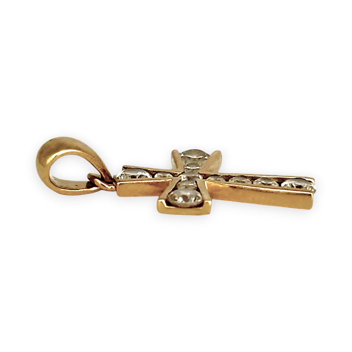GOLD DEAL | 9ct (9K) Gold Cross Pendant with Graduated CZ Stones 17.5mm