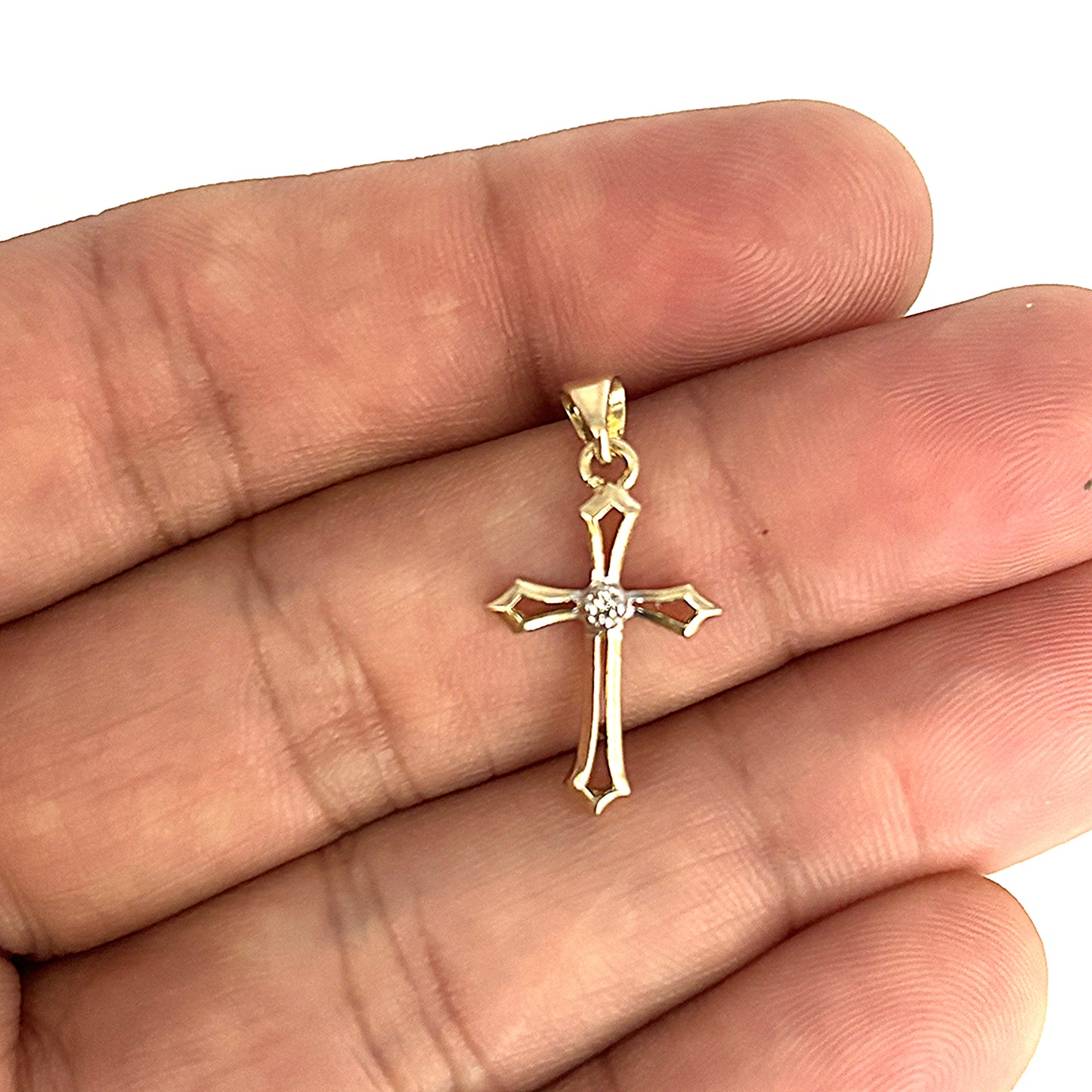 GOLD DEAL | 9ct (9K) Gold Cross with Diamond Accent