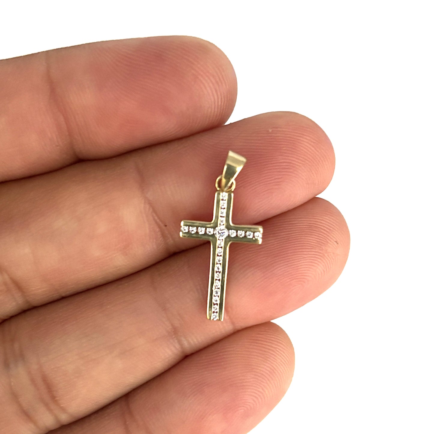 GOLD DEAL | 9ct (9K) Gold Radiant Faith Cross Pendant with Cubic Zirconia