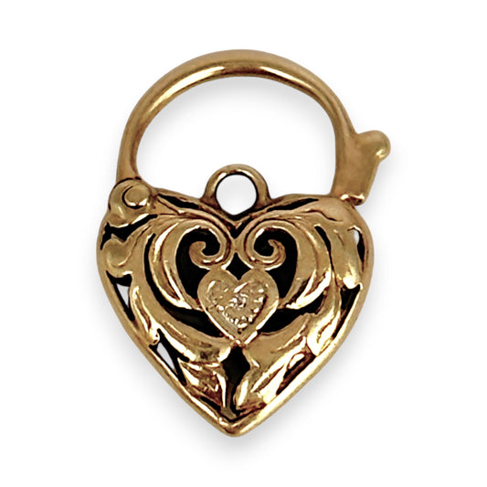 GOLD DEAL | 9ct (9K) Gold Padlock Pendant with Moissanite Accents