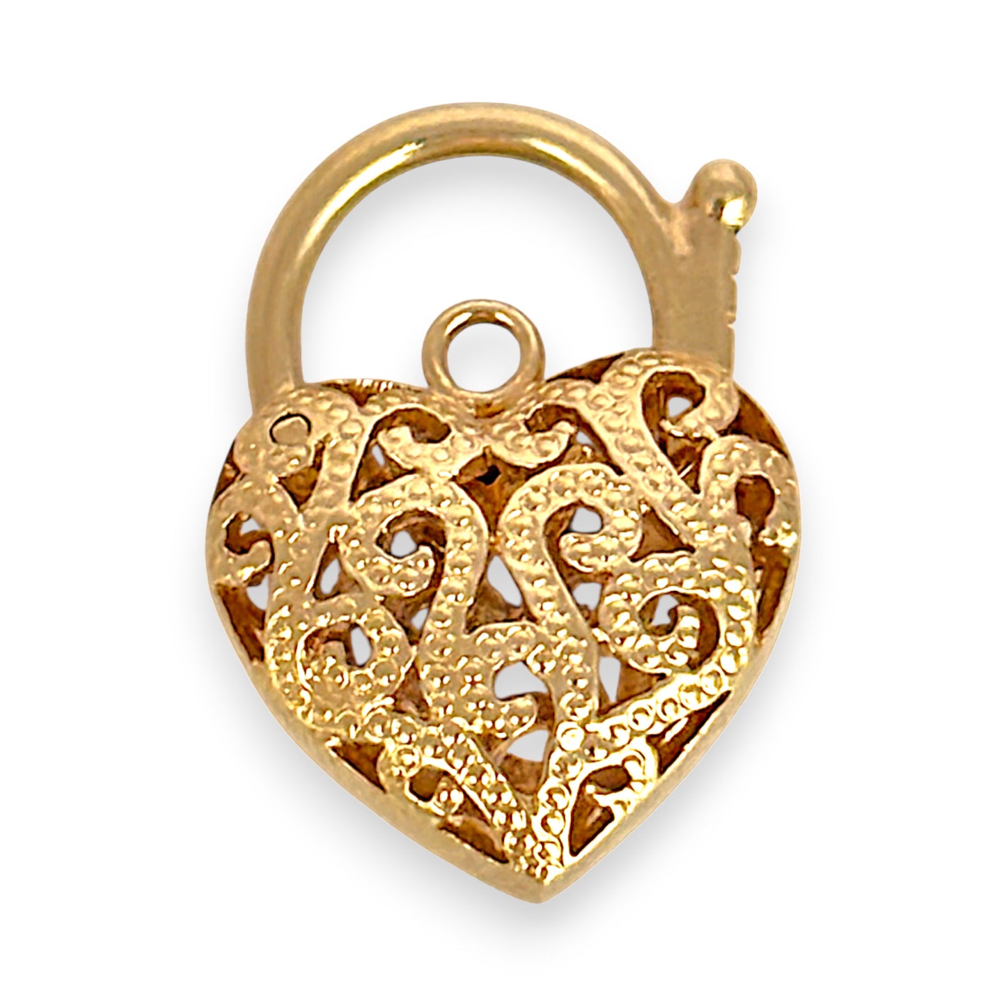 GOLD DEAL | 9ct (9K) Gold Filigree Heart Gold Padlock with Ornate Detailing