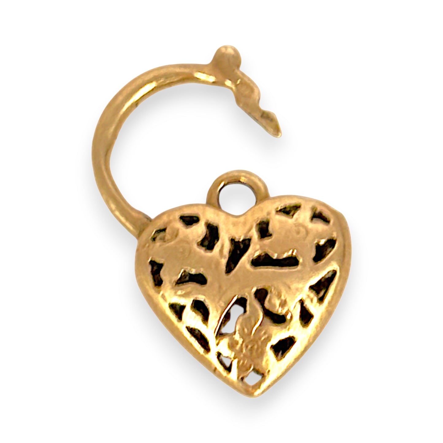 GOLD DEAL | 9ct (9K) Gold Secret Garden Heart Padlock Pendant with Floral Filigree