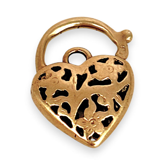 GOLD DEAL | 9ct (9K) Gold Secret Garden Heart Padlock Pendant with Floral Filigree