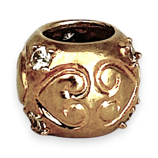 GOLD DEAL | 9ct (9K) Gold Bead Charm - Regal Swirl Gem