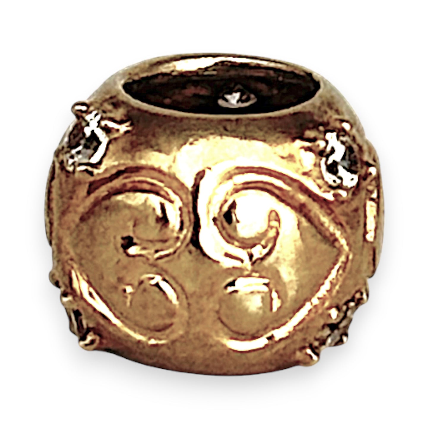 GOLD DEAL | 9ct (9K) Gold Bead Charm - Regal Swirl Gem