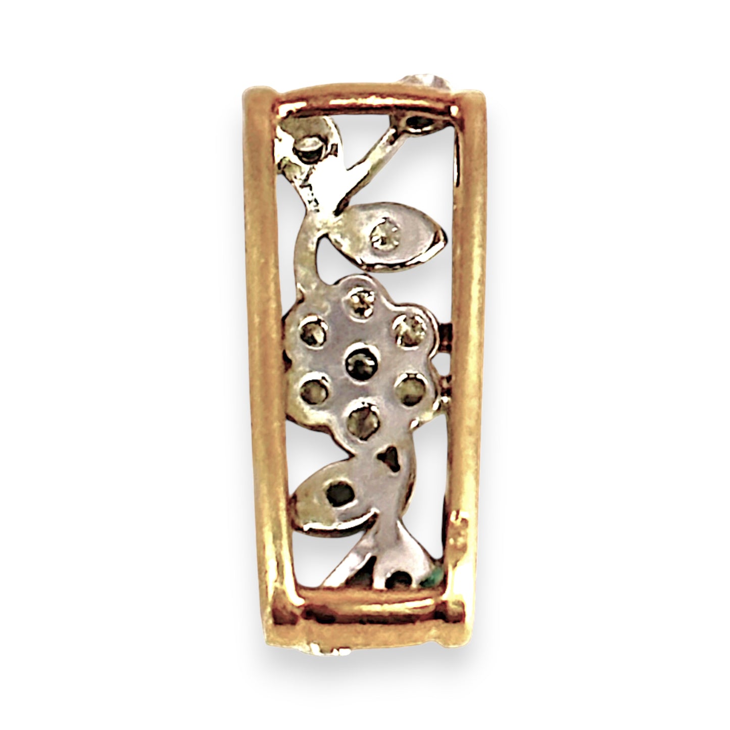 GOLD DEAL | 9ct (9K) Y/W Gold Vintage Floral Filigree Pendant with Diamonds