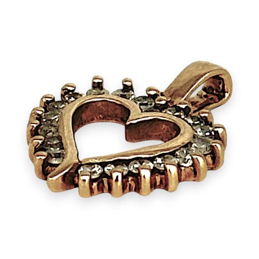 GOLD DEAL | 9ct (9K) Gold Halo Heart Pendant with CZ