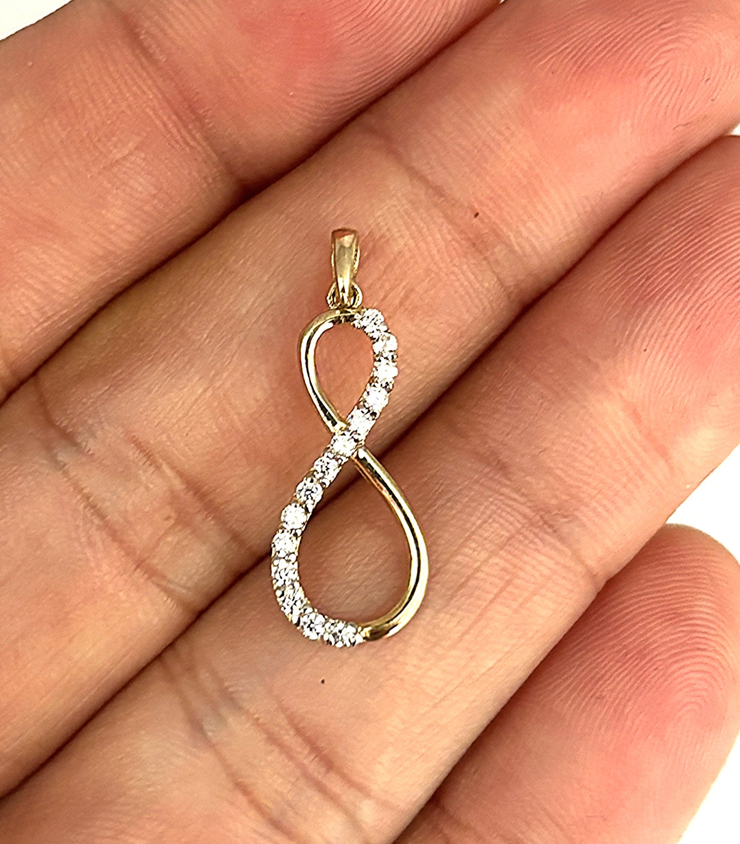 GOLD DEAL | 9ct (9K) Gold Endless Spark Infinity Pendant with CZ