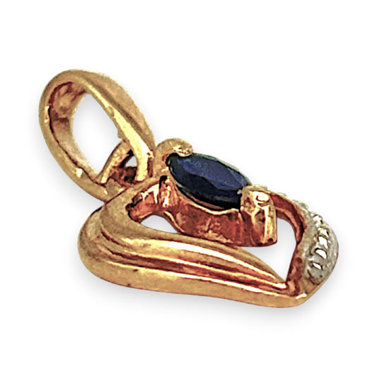 GOLD DEAL | 9ct (9K) Gold Sapphire Whisper Heart Pendant