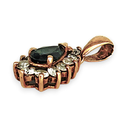 GOLD DEAL | 9ct (9K) Gold Shapphire Halo Pendant