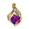 GOLD DEAL | 9ct (9K) Gold Cushion Cut Amethyst Embrace Diamond Pendant