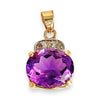GOLD DEAL | 9ct (9K) Gold Oval Amethyst & Radiant Sparkle Diamond Accent Pendant
