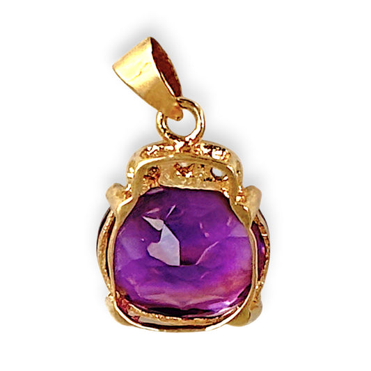 GOLD DEAL | 9ct (9K) Gold Oval Amethyst & Radiant Sparkle Diamond Accent Pendant