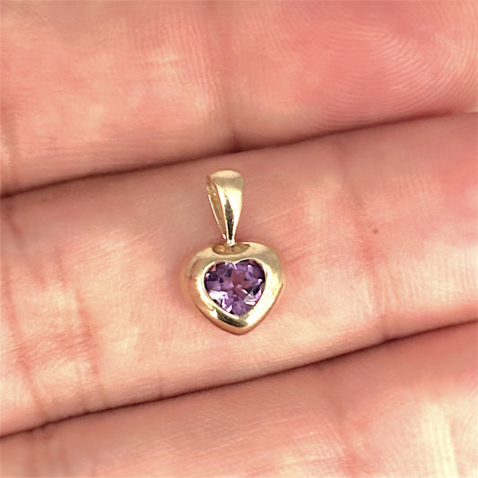 GOLD DEAL | 9ct (9K) Gold Heart-Shaped Amethyst Pendant