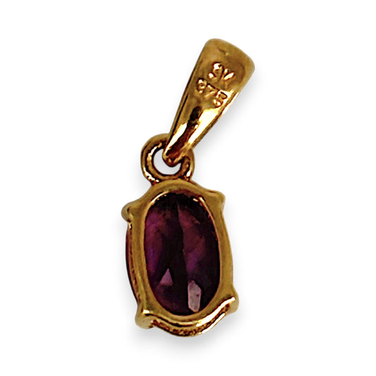 GOLD DEAL | 9ct (9K) Gold Violet Sparkle Oval Amethyst Pendant
