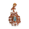 GOLD DEAL | 9ct (9K) Rose Gold Vintage Filigree Ornate Aquamarine Pendant