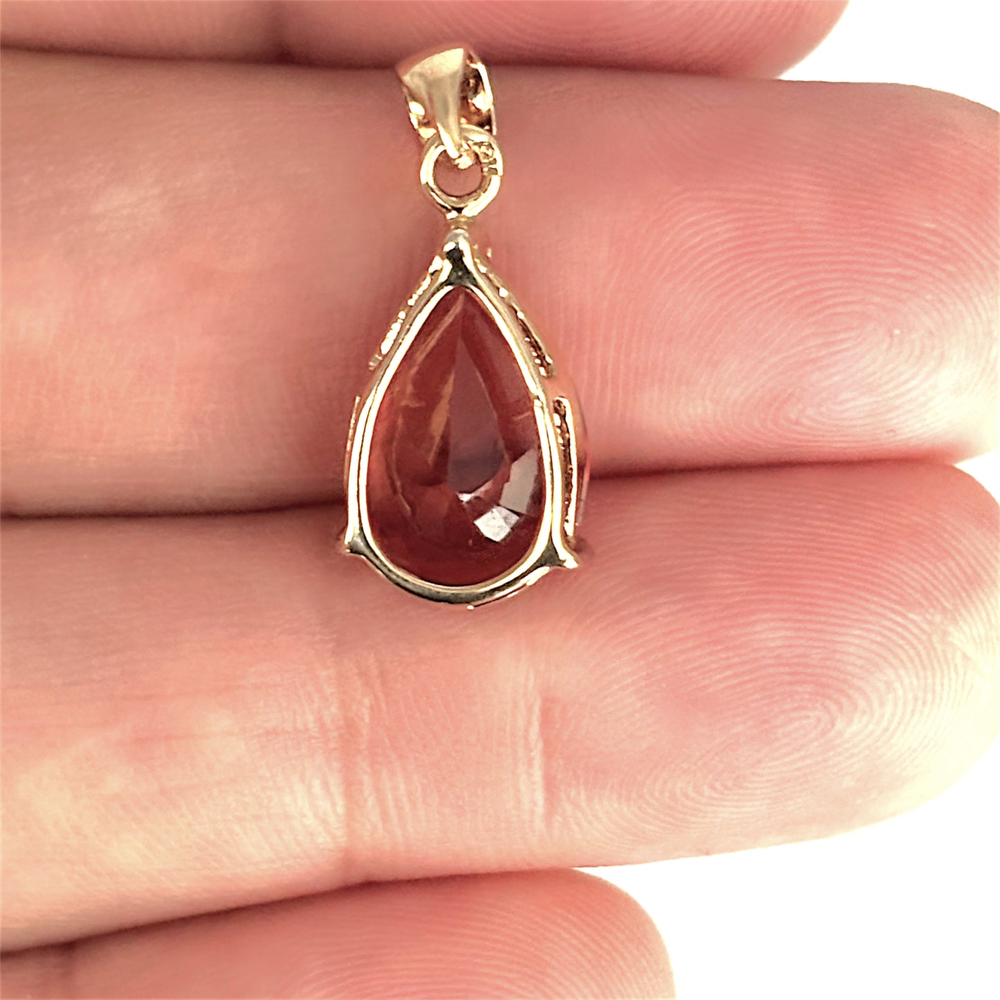GOLD DEAL | 10ct (10K) Gold Teardrop Red Tourmaline Pendant