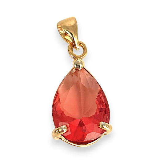 XMAS DEAL | 10kt Gold Teardrop Red Tourmaline Pendant