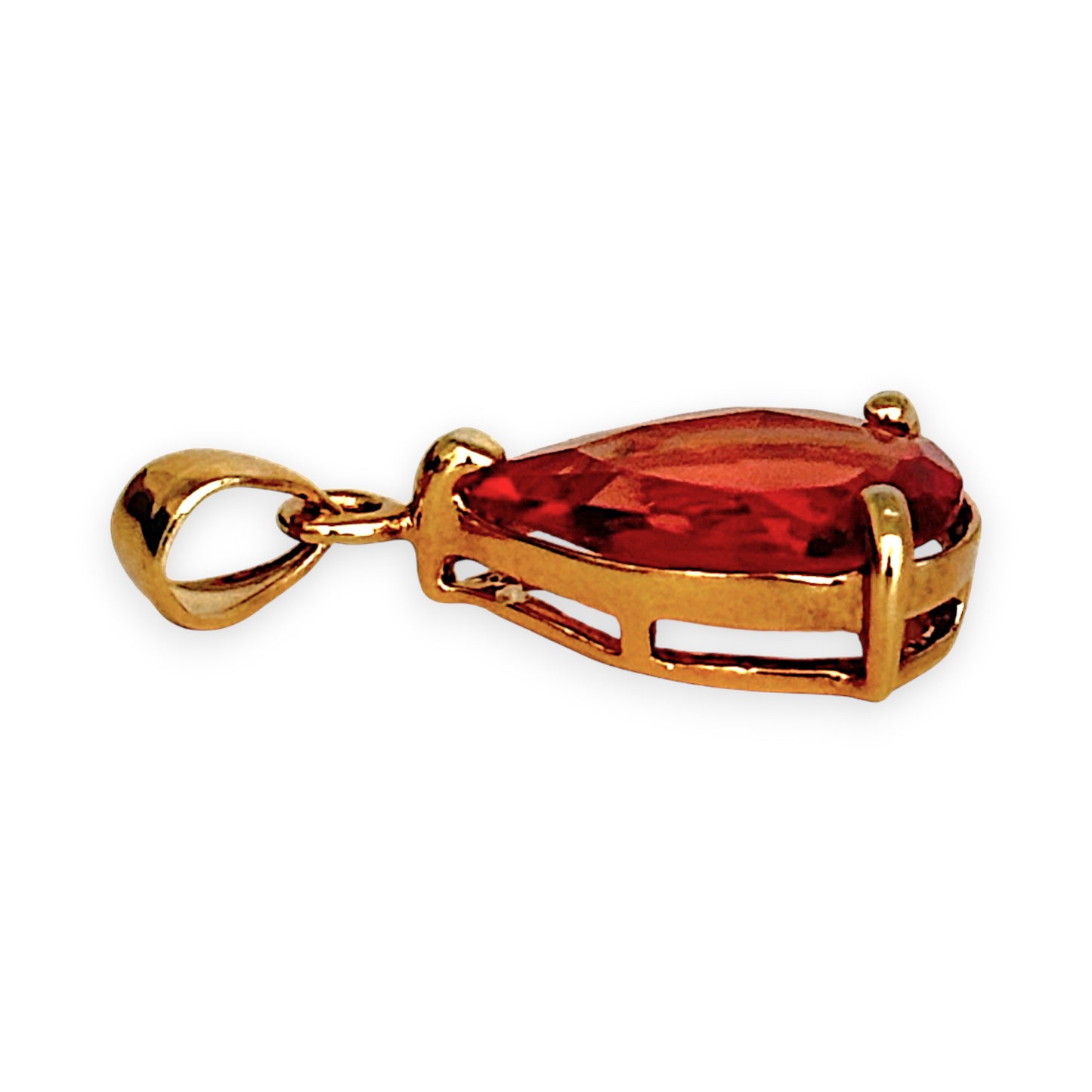 GOLD DEAL | 10ct (10K) Gold Teardrop Red Tourmaline Pendant