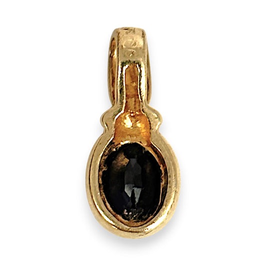 GOLD DEAL | 9ct (9K) Gold Deep Midnight Brilliance Black Oval Sapphire Pendant