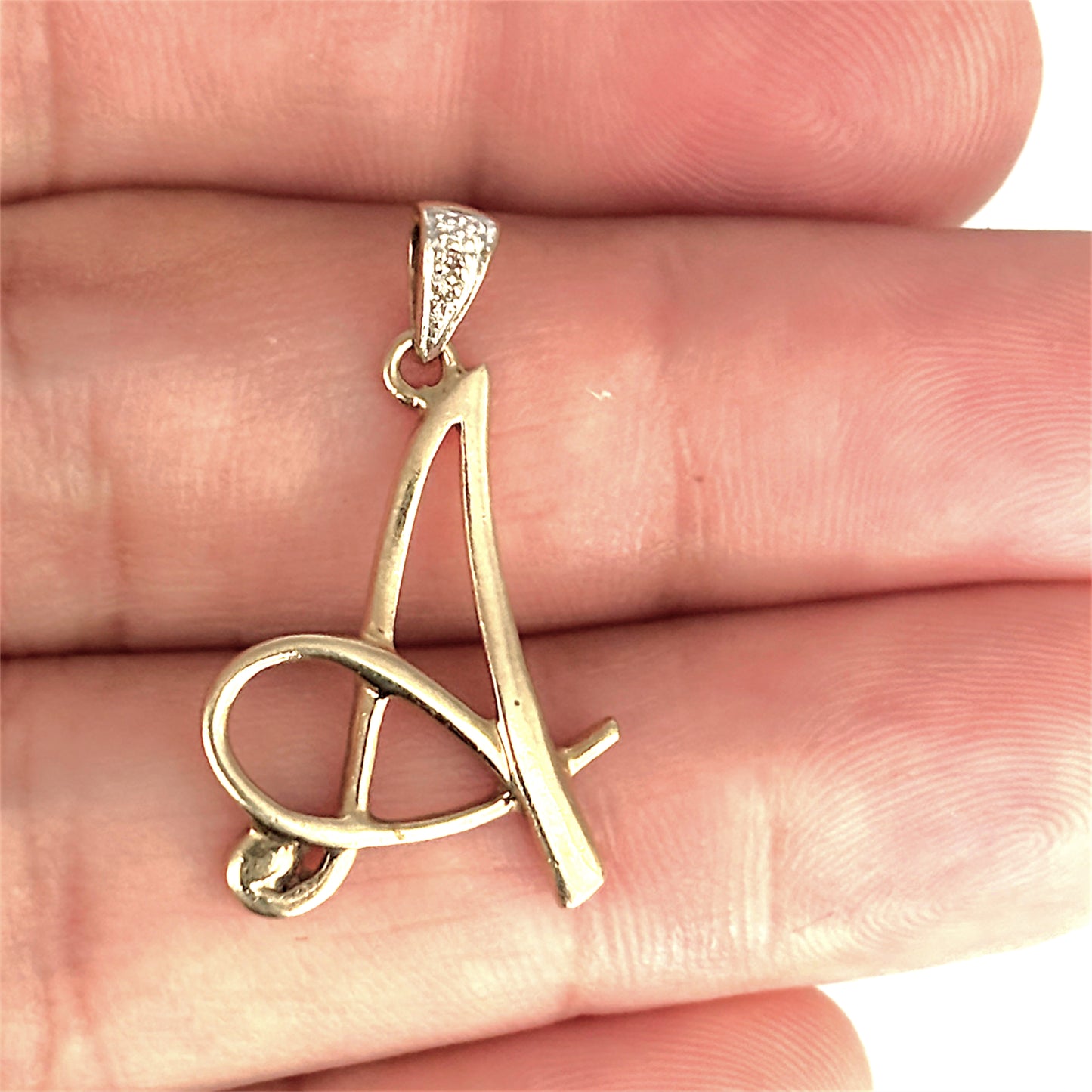 GOLD DEAL | 9ct (9K) Gold Letter A Pendant with Diamond Accent