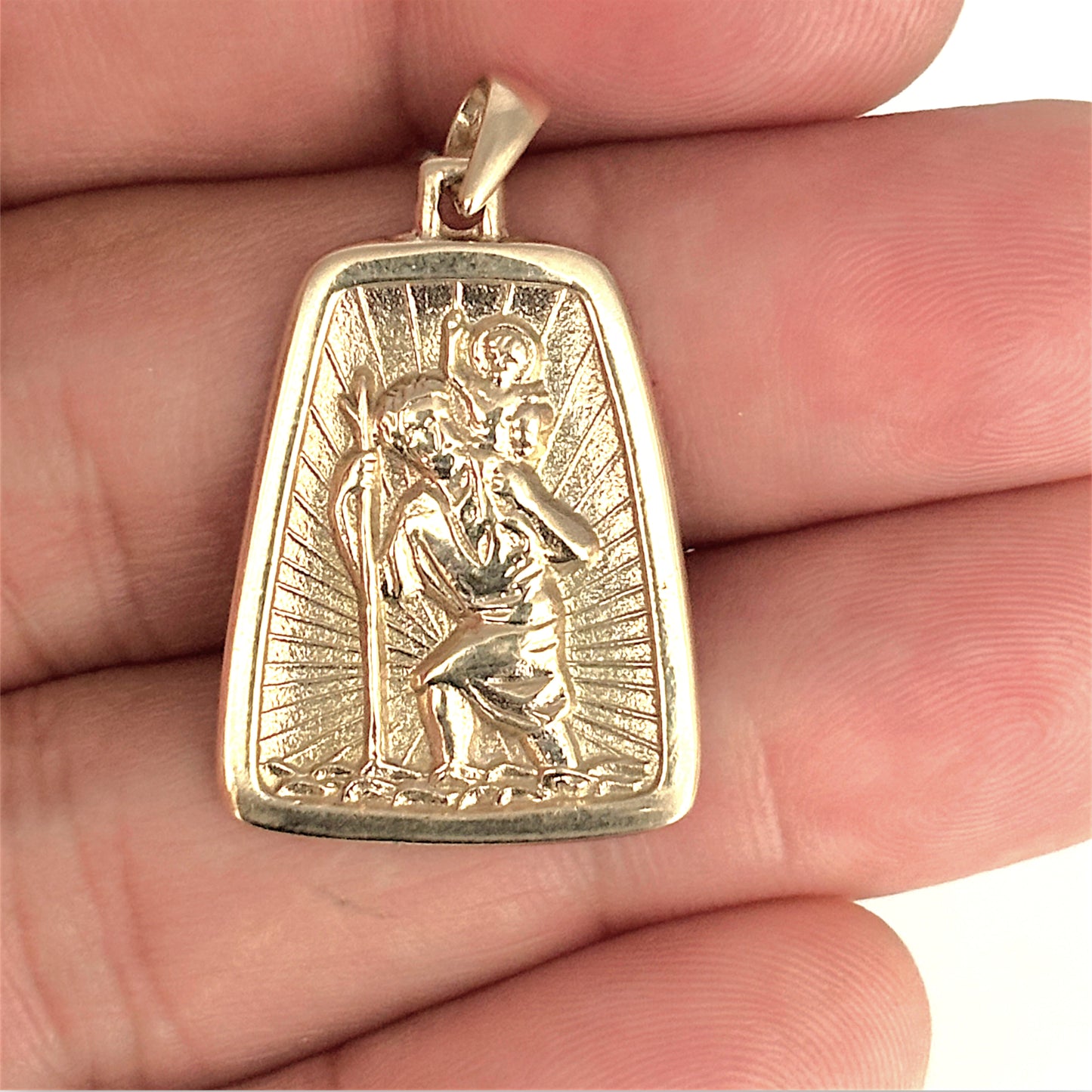 GOLD DEAL | 9ct (9K) Gold Radiant Guardian - St. Chrsitopher Pendant
