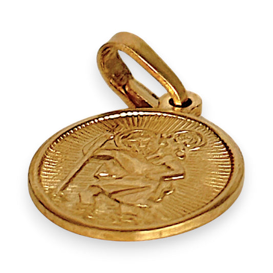 GOLD DEAL | 9ct (9K) Gold St. Christopher Oval Pendant 18.7mm