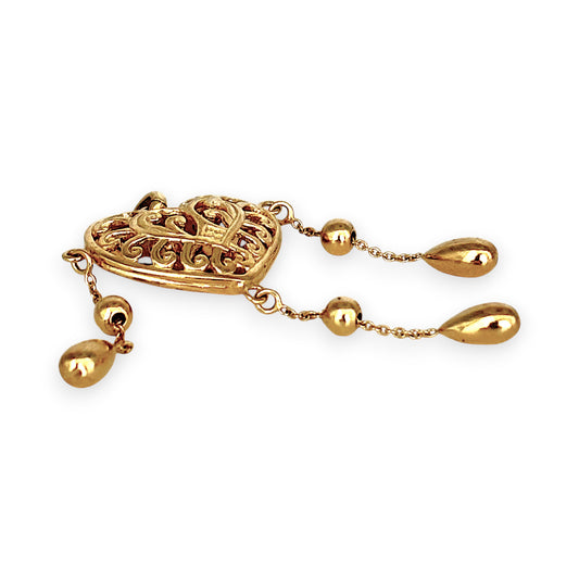 GOLD DEAL | 9ct (9K) Gold Filigree Heart Drop Pendant