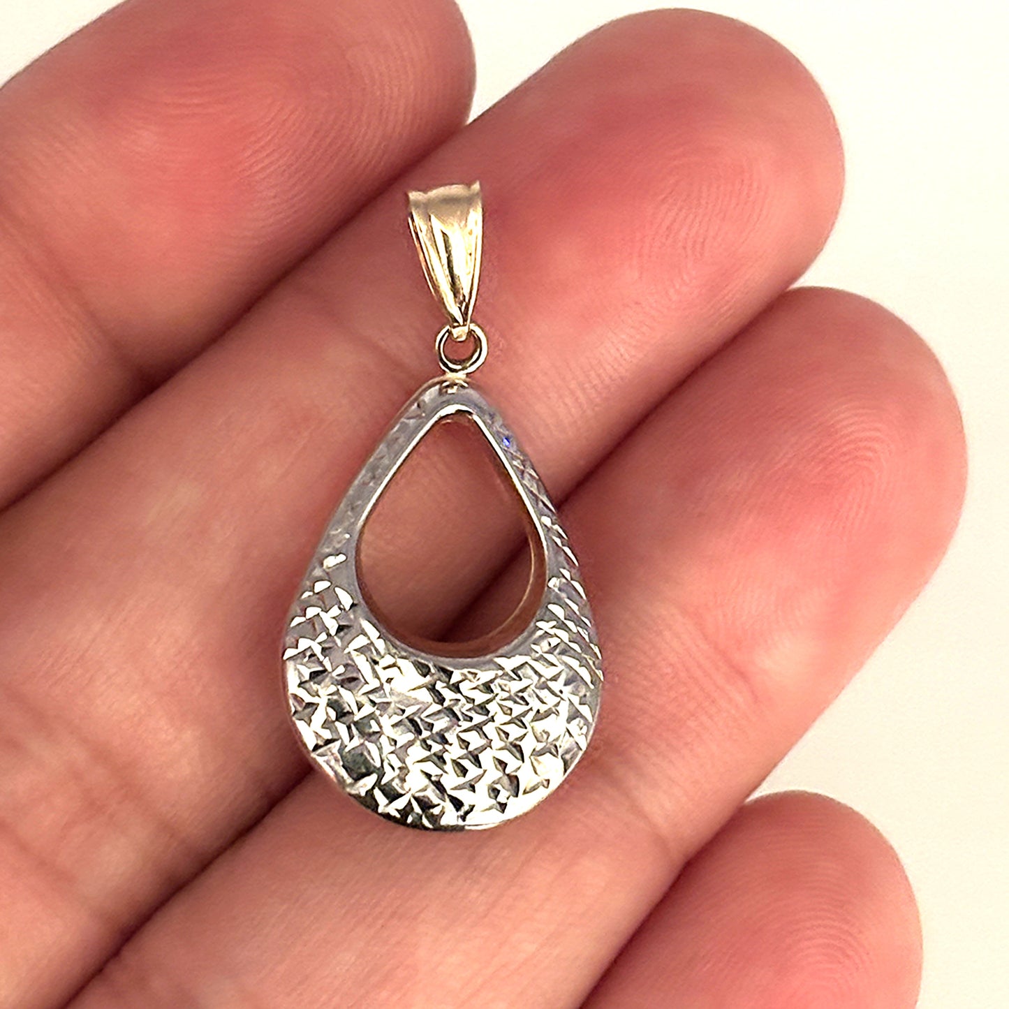 GOLD DEAL | 9ct (9K) Y/W Gold Dual Essence – Reversible Gold Teardrop Pendant