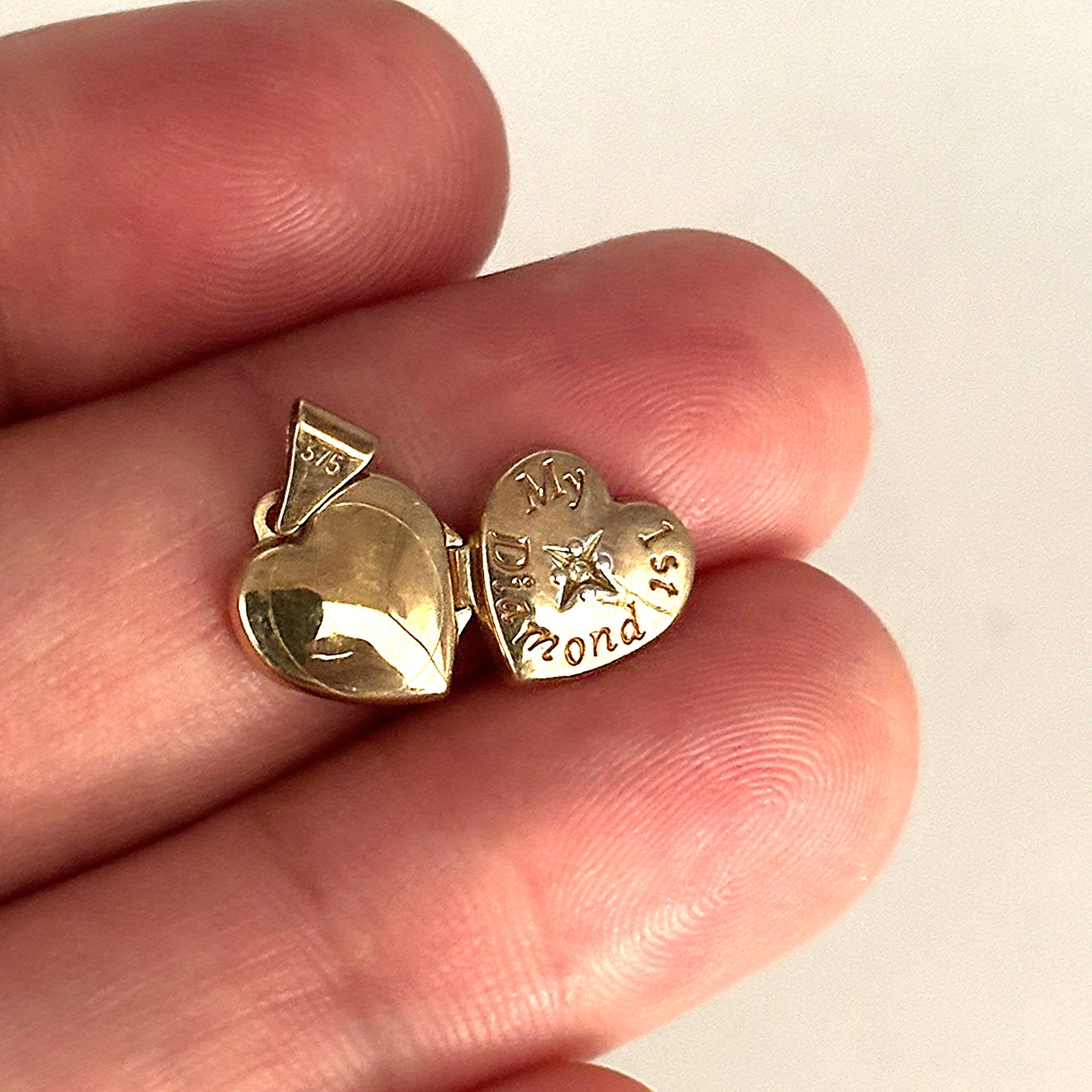 GOLD DEAL | 9ct (9K) Y/W Gold Heart Locket Pendant - My 1st Diamond