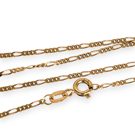 GOLD DEAL | 9ct (9K) Gold Refurbished Refined Grace Figaro Chain 40cm