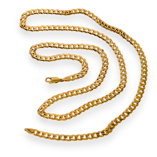 GOLD DEAL | 9ct (9K) Gold Rounded Flat Smooth Curb Link Refurbished Chain 60cm