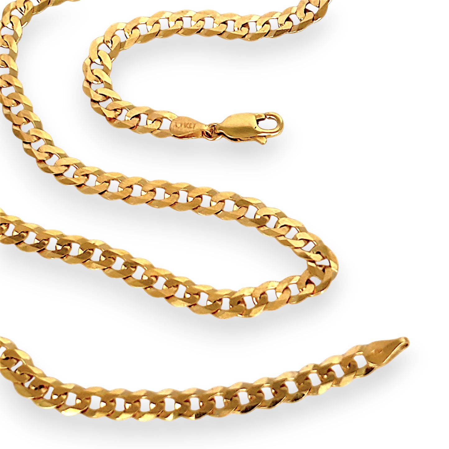 GOLD DEAL | 9ct (9K) Gold Rounded Flat Smooth Curb Link Refurbished Chain 60cm