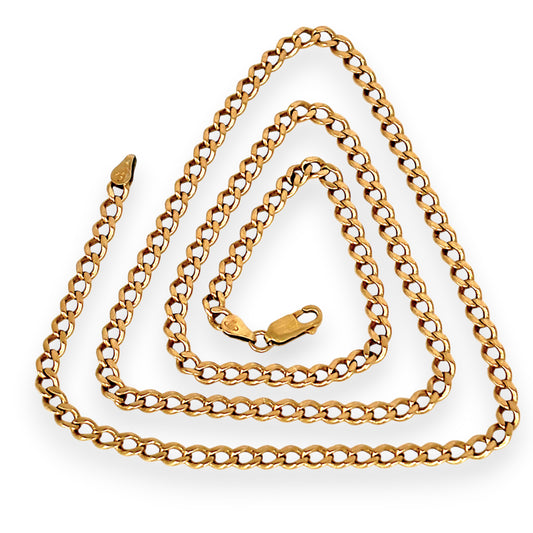 GOLD DEAL | 9ct (9K) Gold NZ, Confident Curb Link Refurbished Chain 64cm