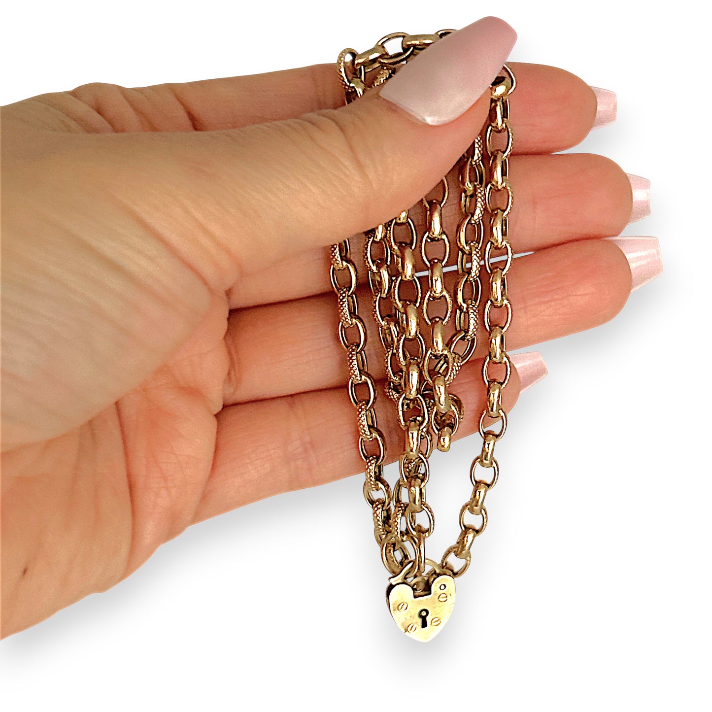 GOLD DEAL | 9ct (9K) Gold Heart Padlock Necklace 52cm Valuation $2,890