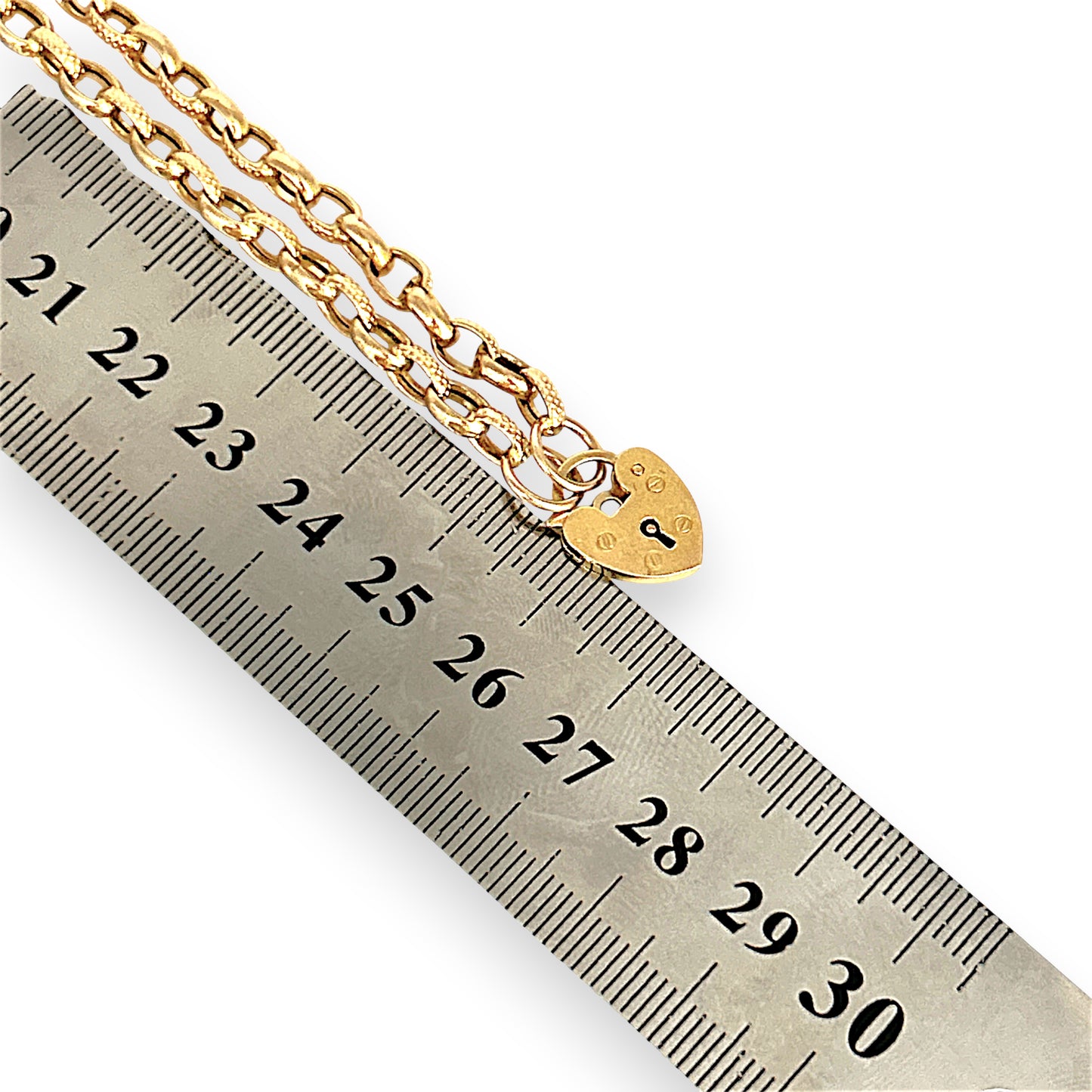 GOLD DEAL | 9ct (9K) Gold Heart Padlock Necklace 52cm Valuation $2,890