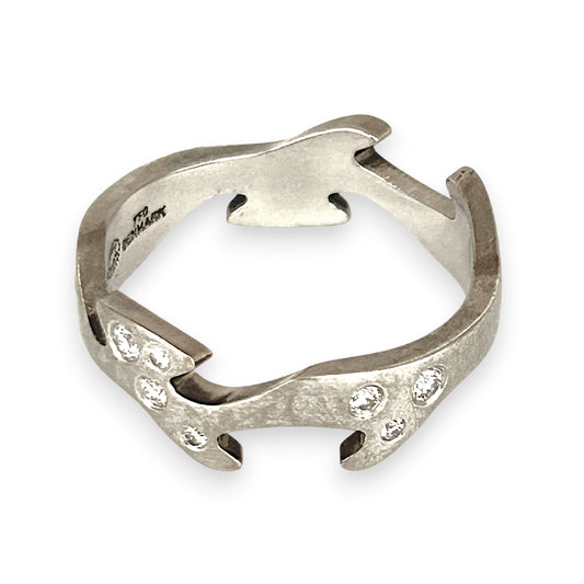 XMAS DEAL | 18kt White Gold Elara Sculpted Diamond Ring Size Q