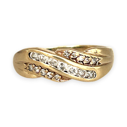 GOLD DEAL | 9ct (9K) Gold MICHAEL HILL Diamond Wave Ring Size P