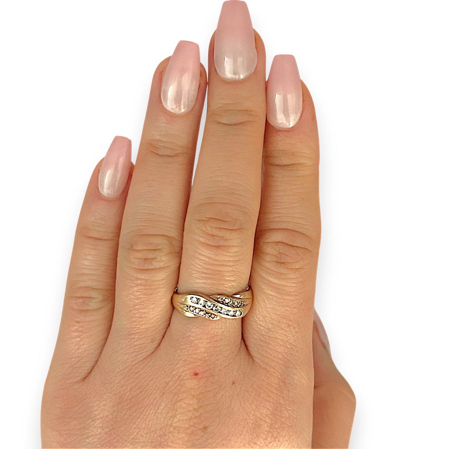 GOLD DEAL | 9ct (9K) Gold MICHAEL HILL Diamond Wave Ring Size P